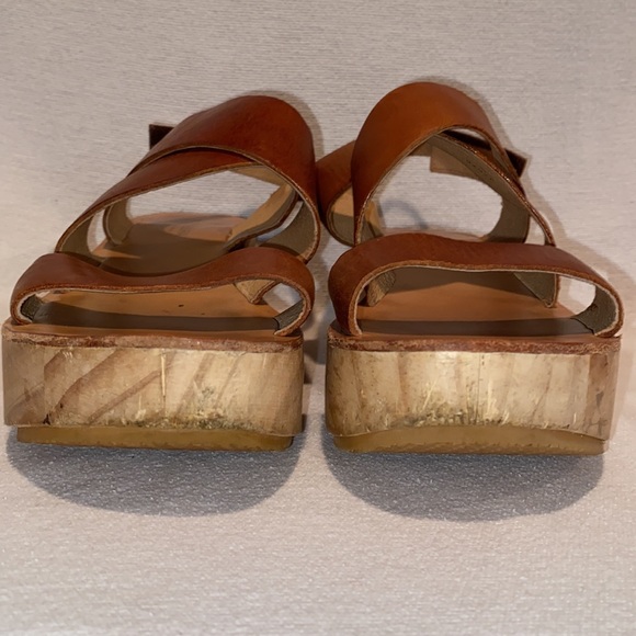 KOOLABURRA Women's Margaux brown leather wooden platform sandals size 9 - Picture 2 of 8